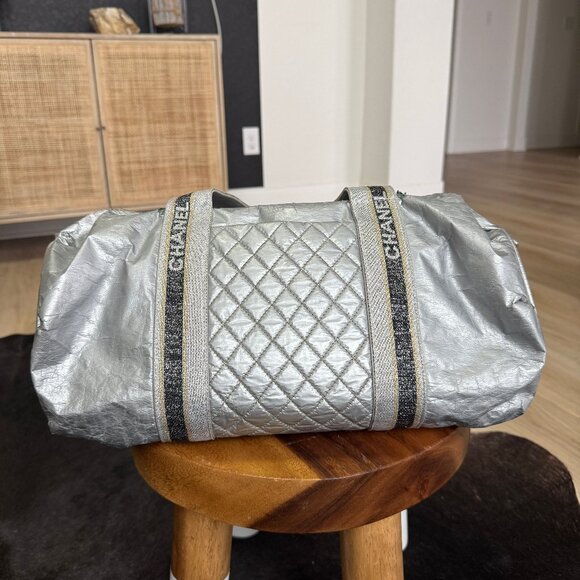 Vintage Chanel Duffle Handbag Silver - Picture 1 of 10